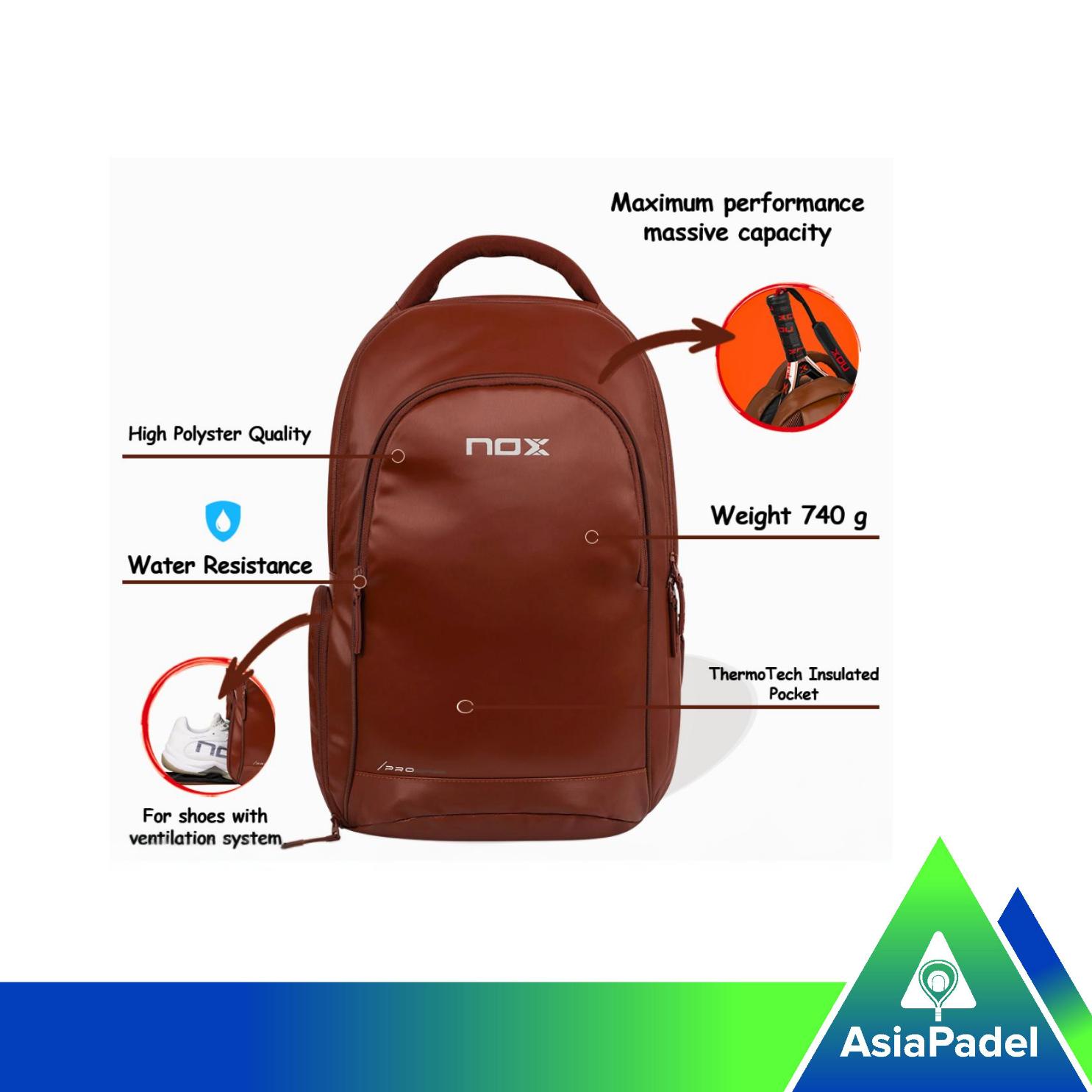 Bag Padel Nox Mochila Pro Series Backpack Camel | Tas Ransel Raket Padel Nox Coklat