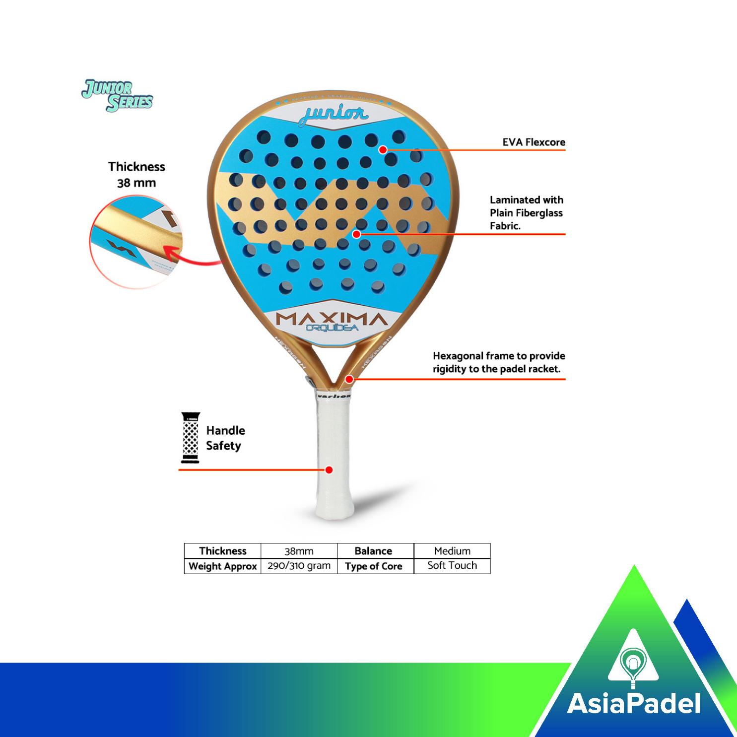 Racket Padel Varlion Maxima Orquidea 2025 Junior | Raket Padel Anak Frame Hexagon