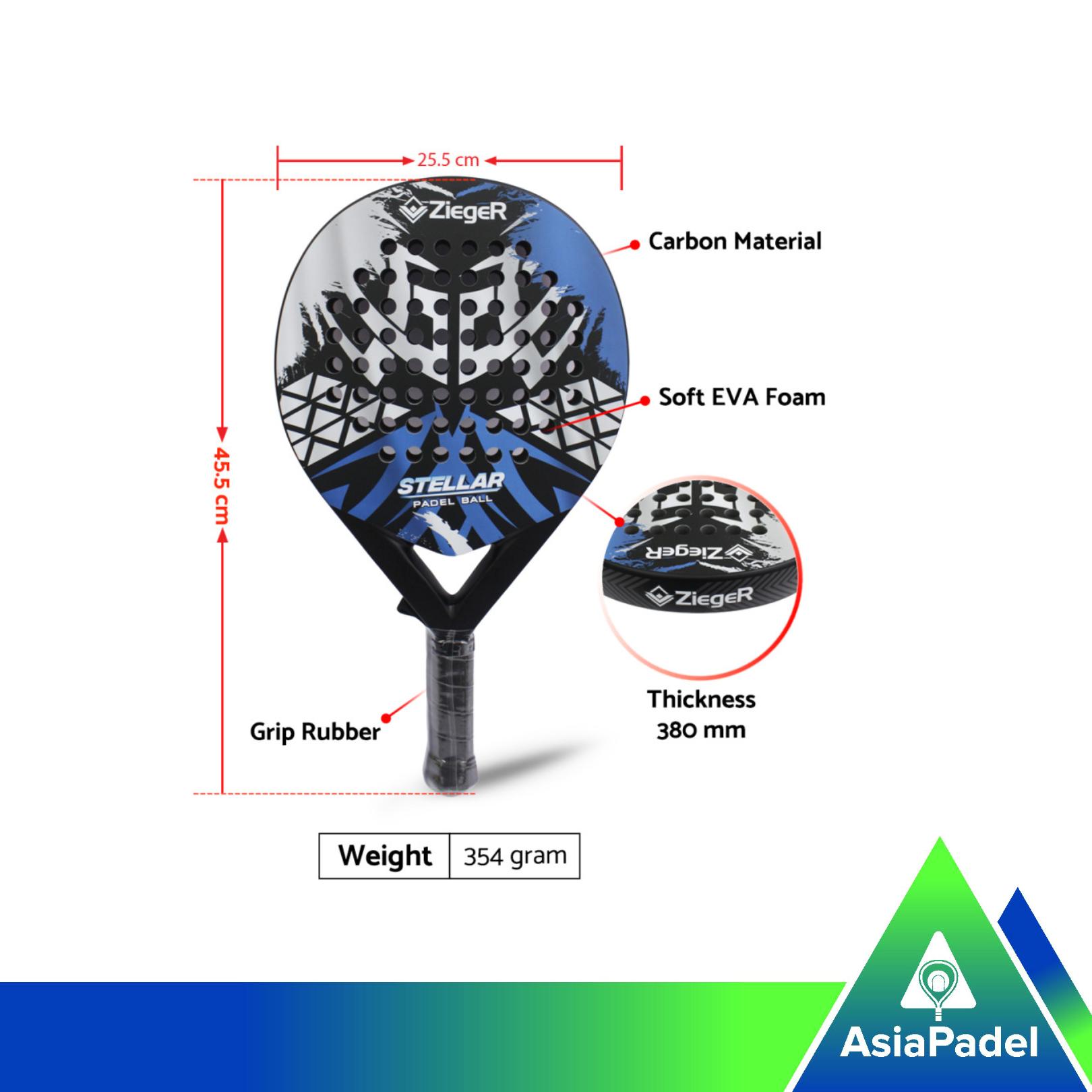 Racket Padel Zieger Carbon Stellar | Raket Bola Padel Karbon Mate