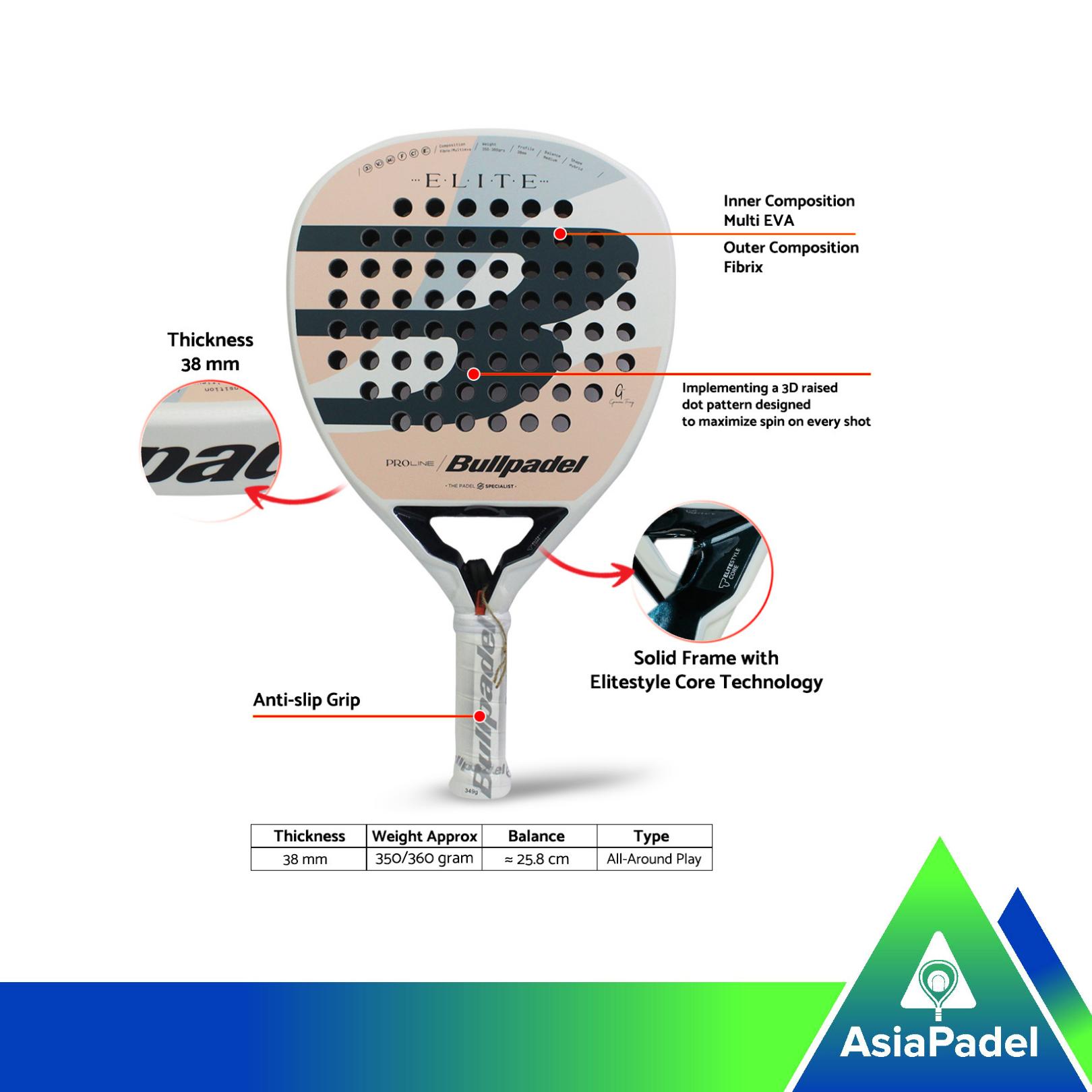 Racket Padel Bullpadel Elite W 25 | Raket Padel Elite Karbon