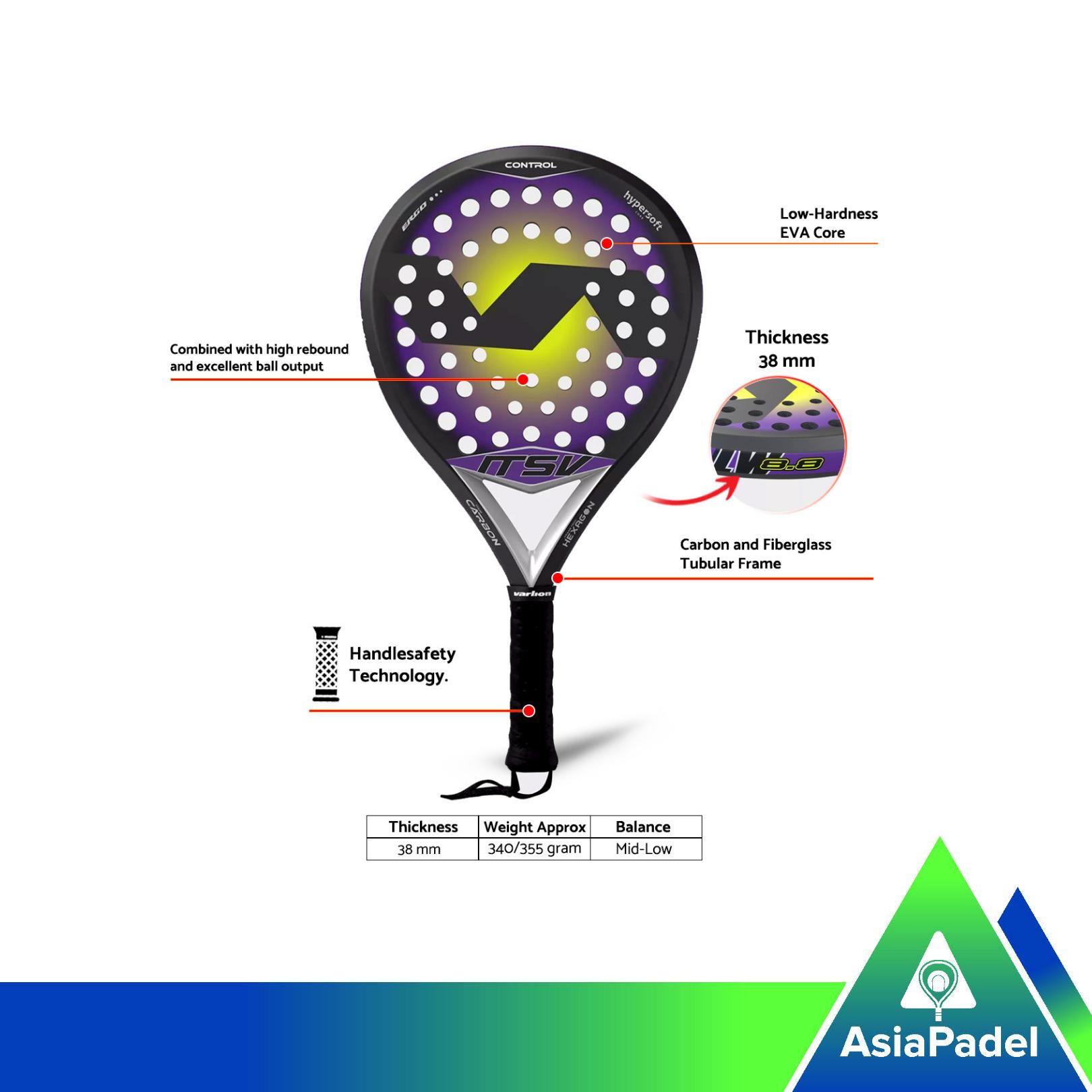 Racket Padel Varlion LW 8.8 | Raket Padel LW 8.8 Carbon Hexagon