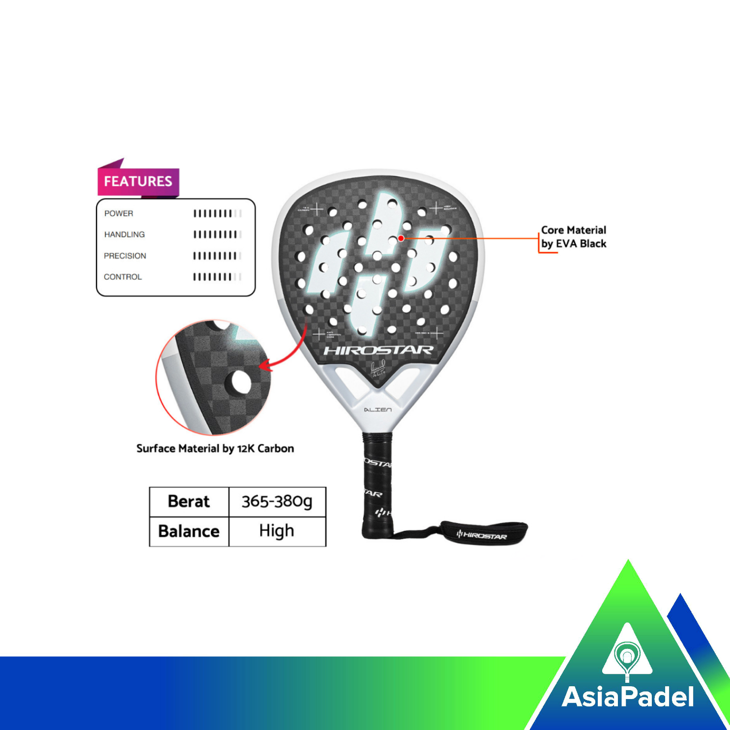 Hirostar Alien Tolito Aguirre 12K Carbon | Racket |  Raket Padel Diamond 2025