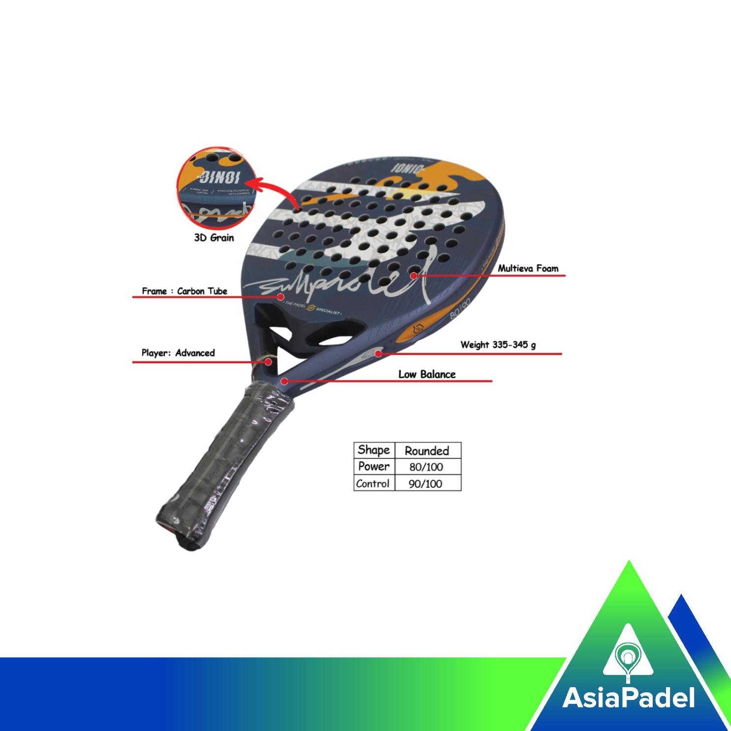 Racket Padel Bullpadel Ionic Control 25 | Raket Padel Rounded Shape | Multieva Foam