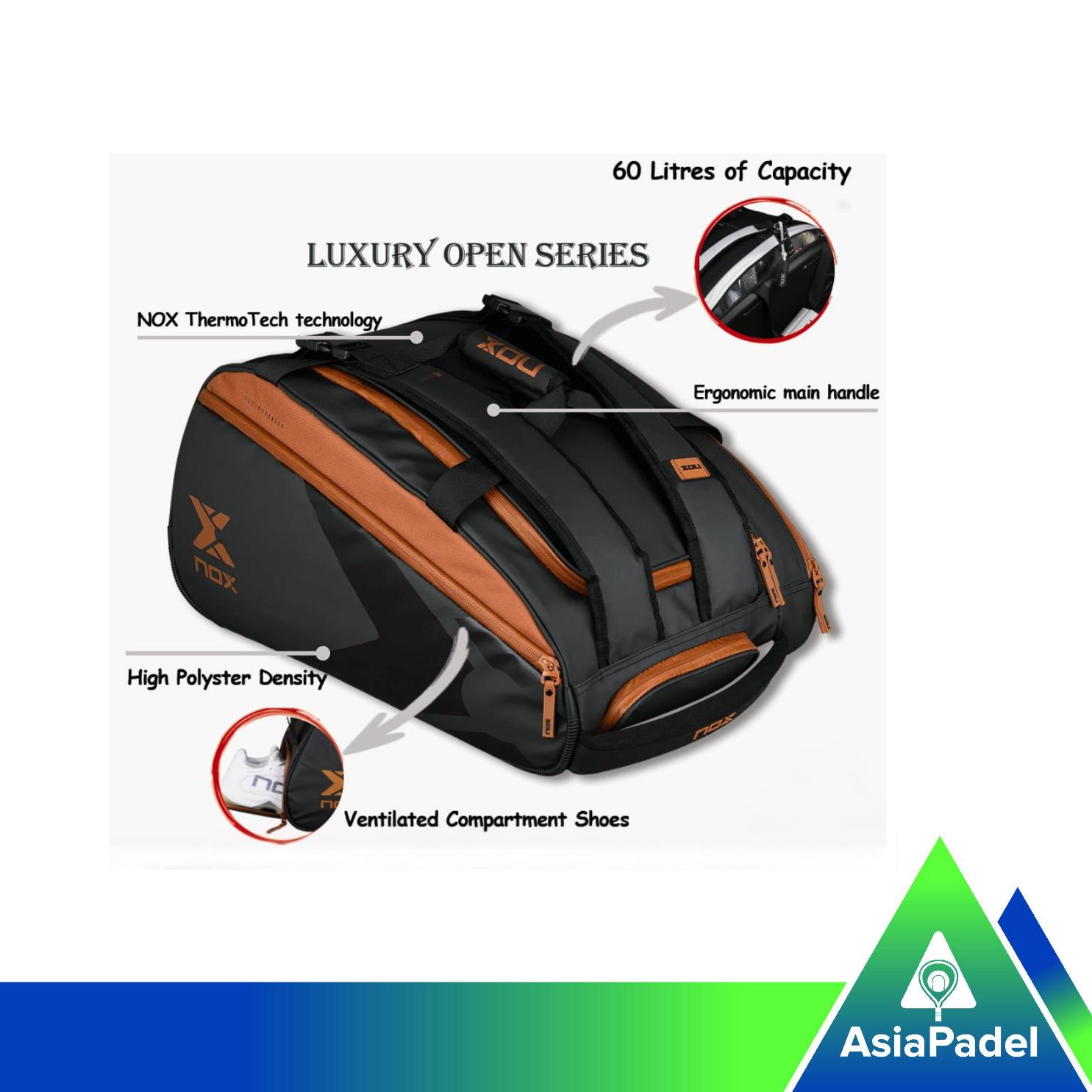 Bag Padel Nox Paletero Luxury Open Series Thermo Bag | Tas Raket Padel Nox Black Red