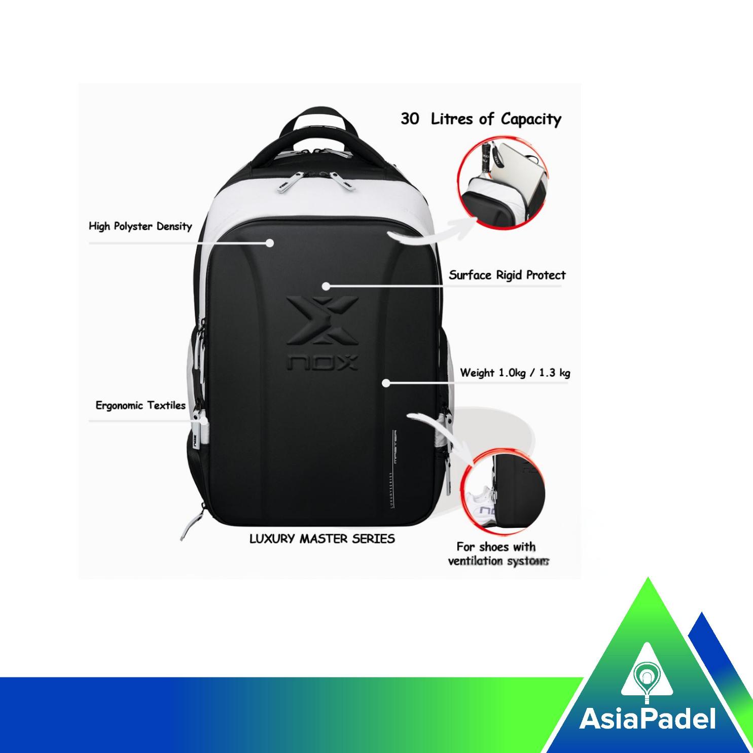 Bag Padel Nox Mochila Luxury Master Series Bagpack Black/Grey | Tas Ransel Raket Bola Padel Nox Hitam/Abu