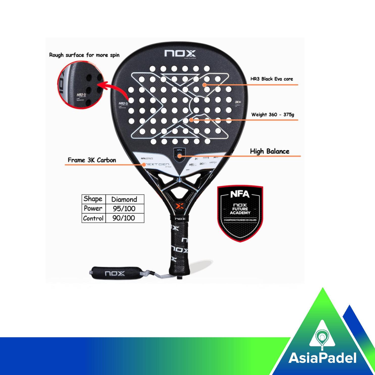 Racket Padel Nox Nextgen Pro Attack 3K  | Raket Padel NFA Nextgen Pro Karbon 3K