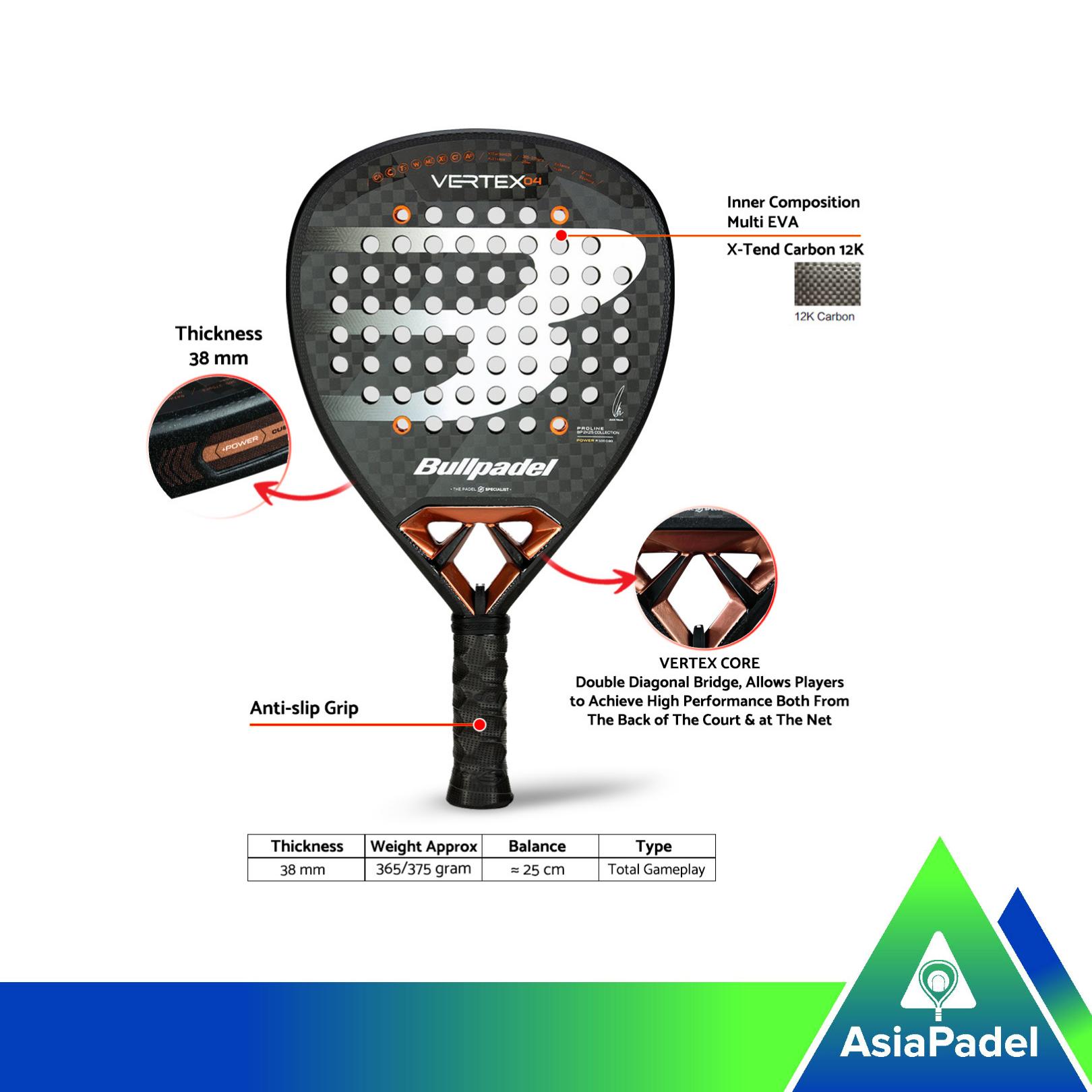 Racket Padel Bullpadel Vertex 04 25 | Raket Padel Vertex Luxury Proffesional