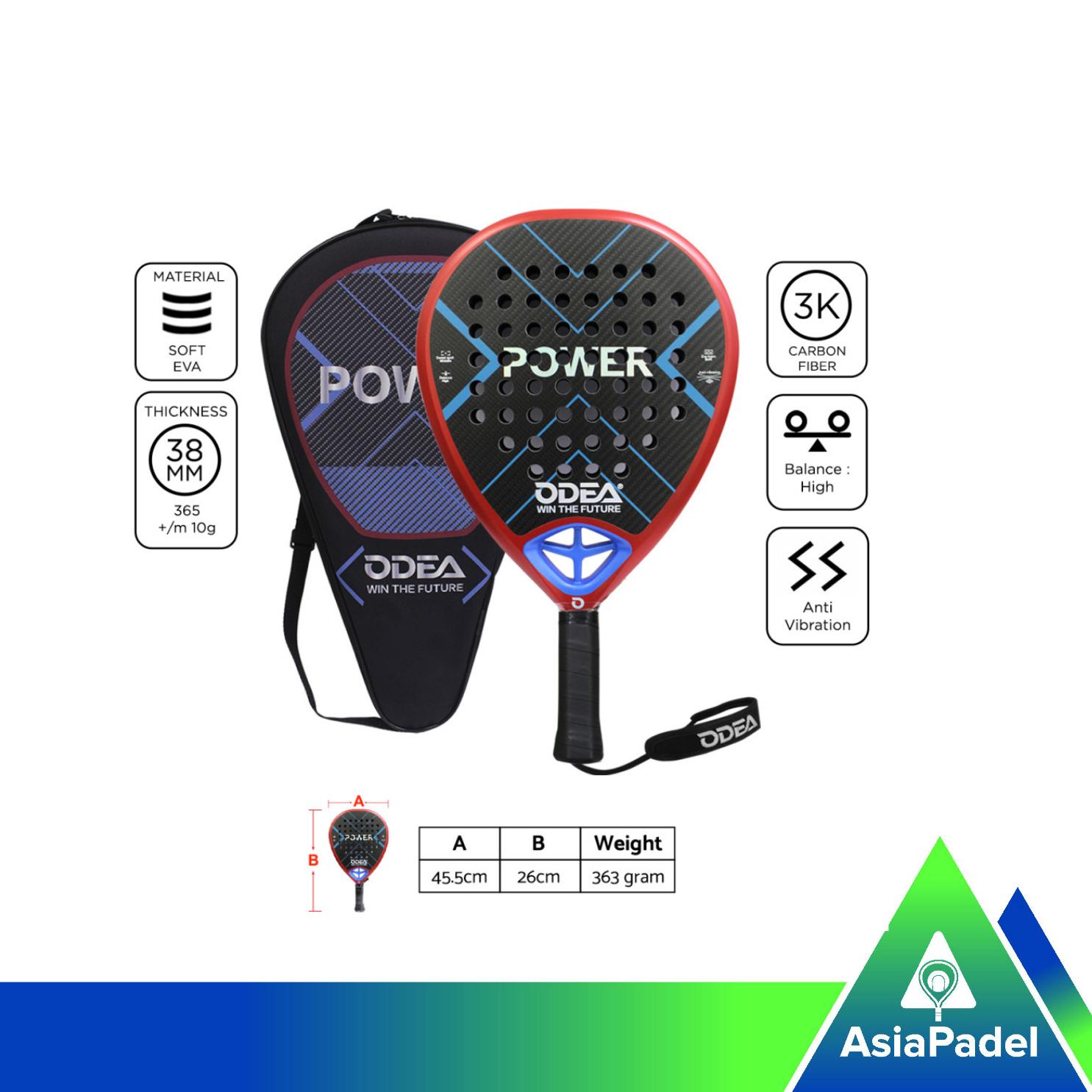 Racket Padel Odea Power 3K + BAG | Raket Tenis Padel Serat Karbon 3K
