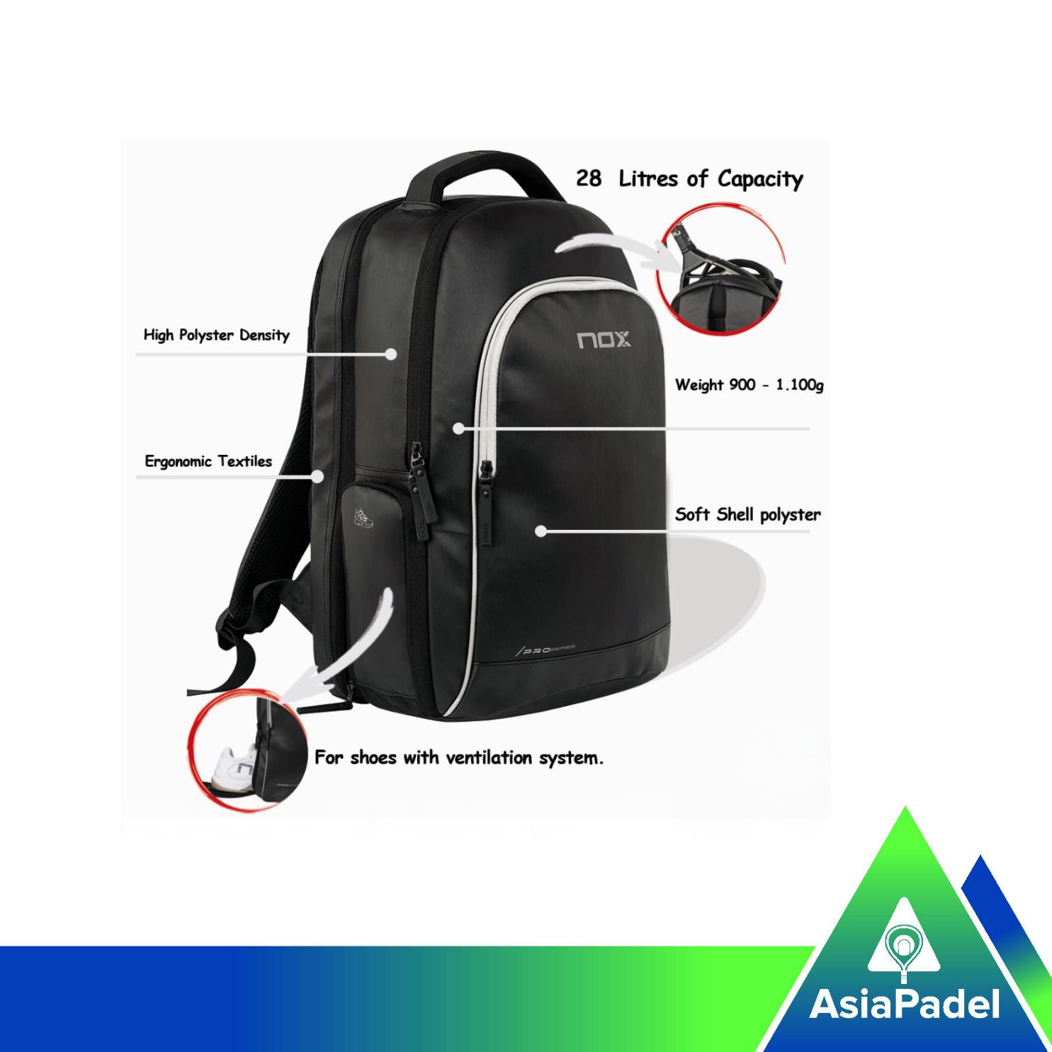 Bag Padel Nox Mochila Pro Series Backpack  | Tas Ransel Raket Padel Nox Hitam