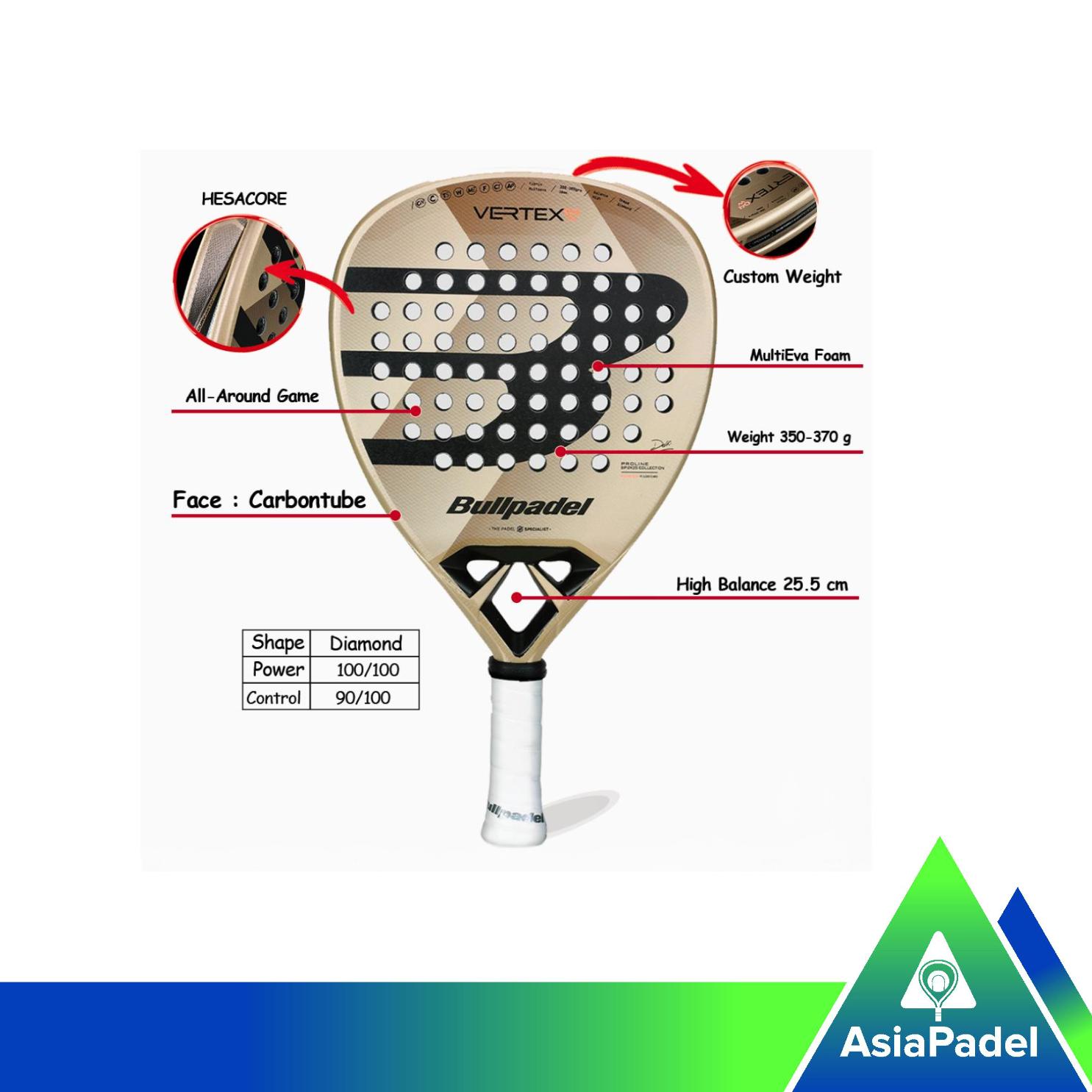 Racket Padel Bullpadel Vertex 04 W 25 | Raket Padel Wanita Diamond Fibrix