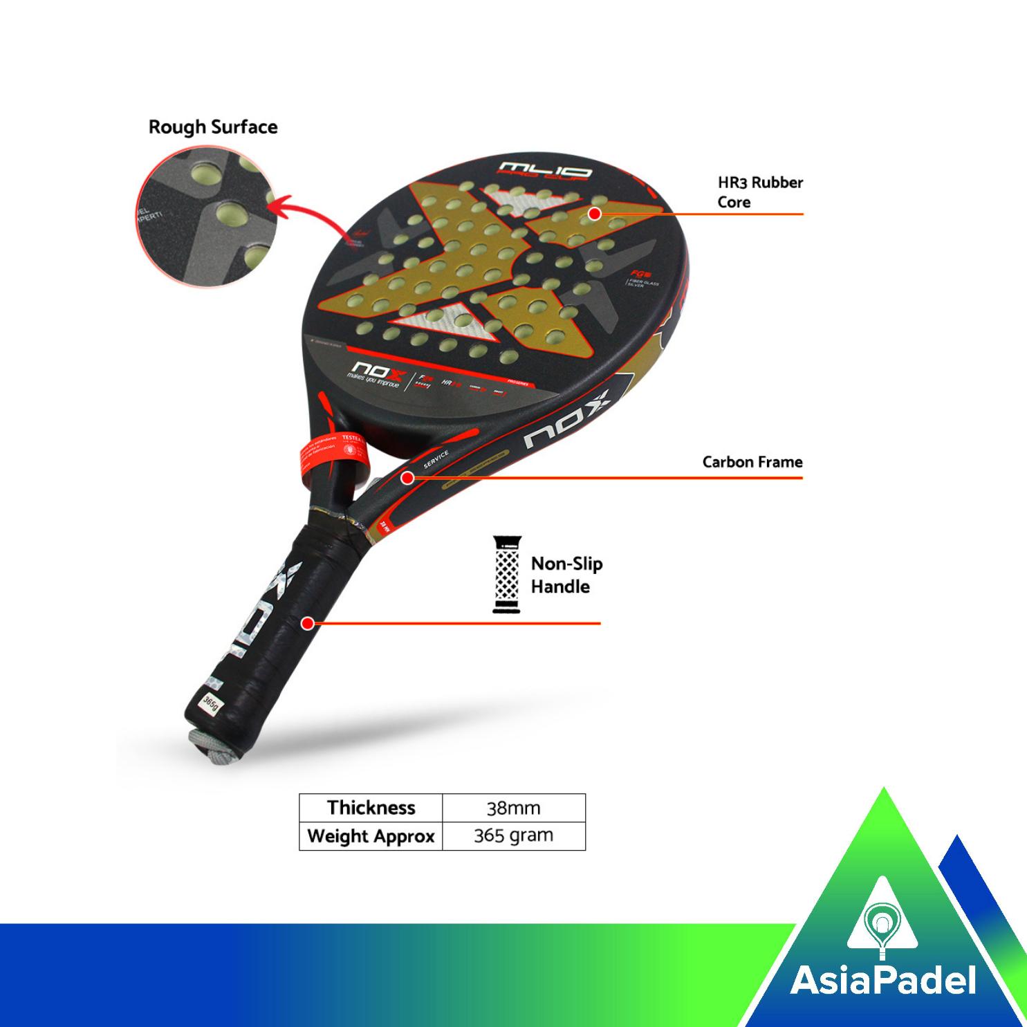 Racket Padel Nox ML10 Pro Cup Rough Surface Edition | Raket Padel Original ? Control Spin Power