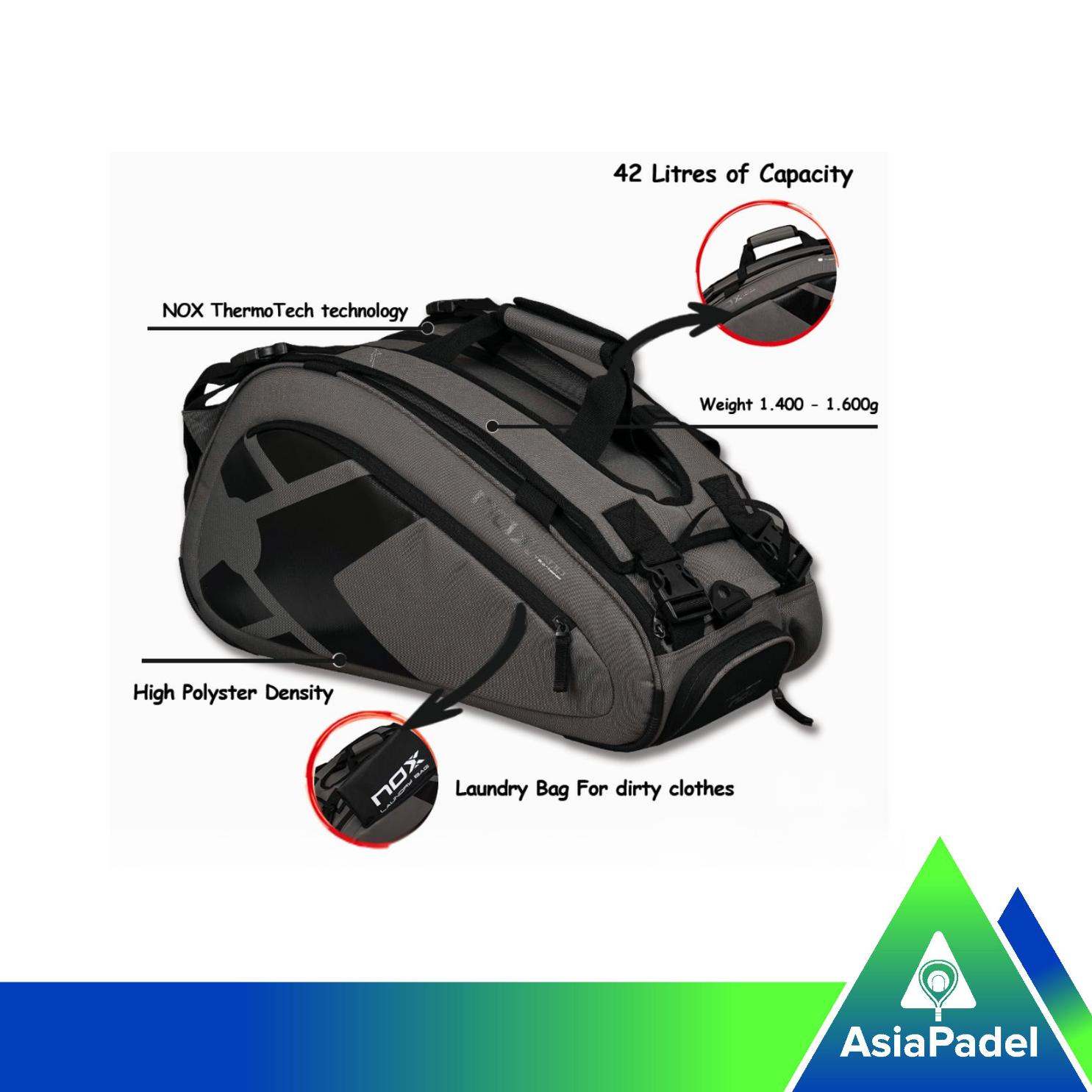 Bag Padel Nox Paletero AT10 Team Grey/Black | Tas Raket Bola Padel Nox Abu/Hitam