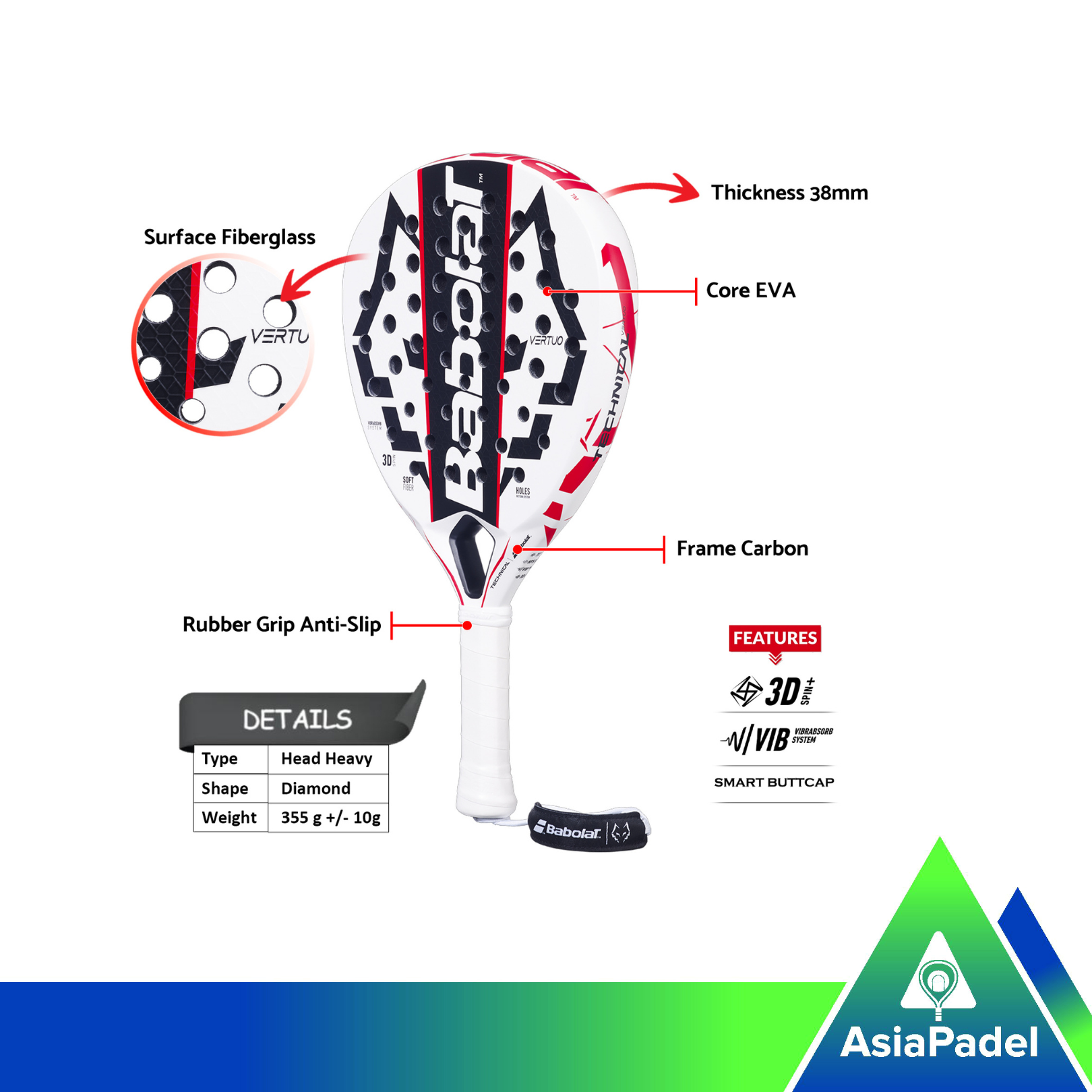 Babolat Technical Vertuo Juan Lebron Fiberglass Padel Racket | Racket | Raket Padel Diamond 2025
