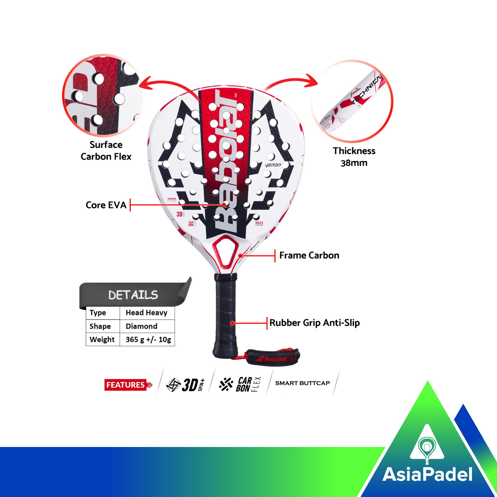 Babolat Technical Veron Juan Lebron Carbon Flex Padel Racket | Racket | Raket Padel Diamond 2025