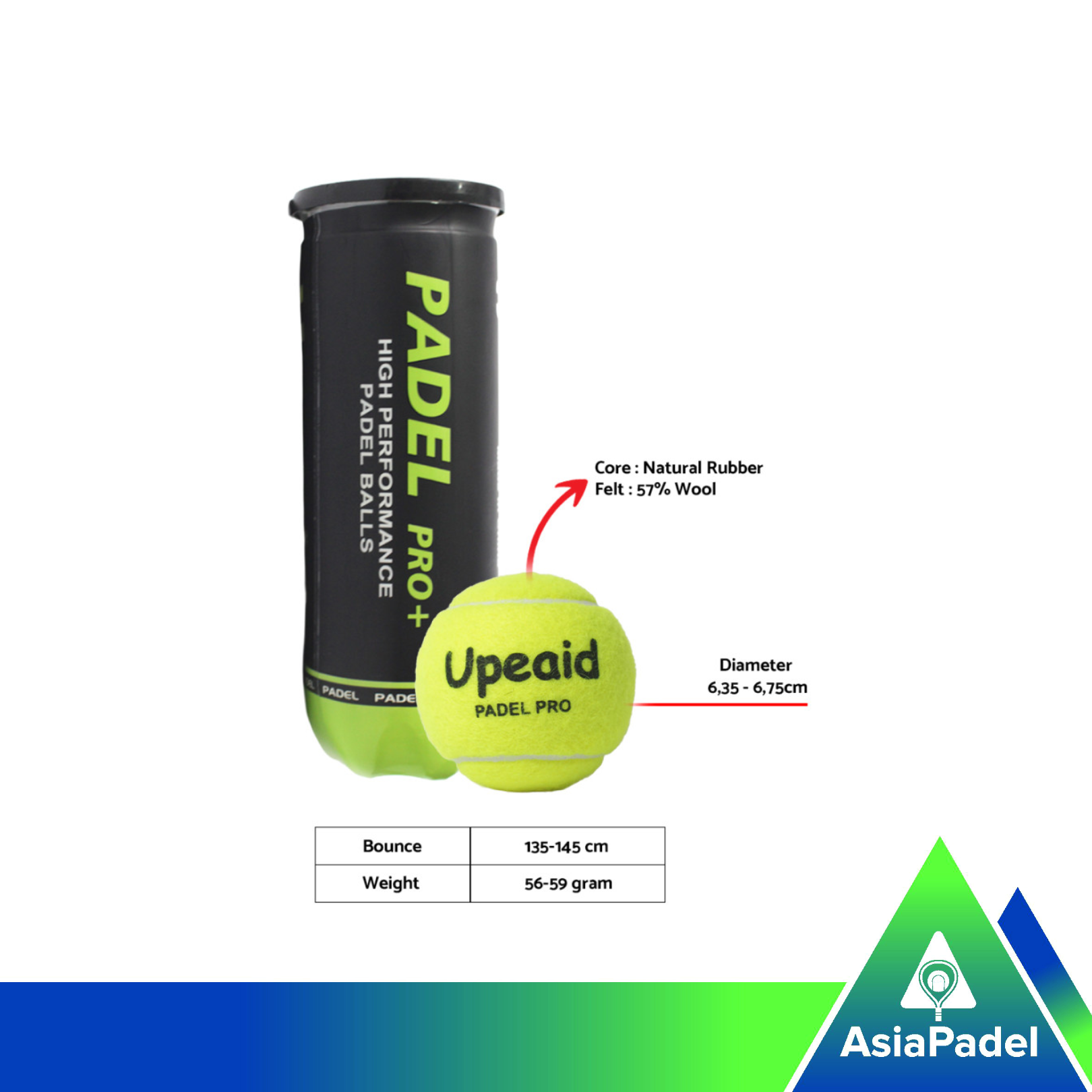 Upeaid Pro Natural Rubber Padel Ball (Ball)