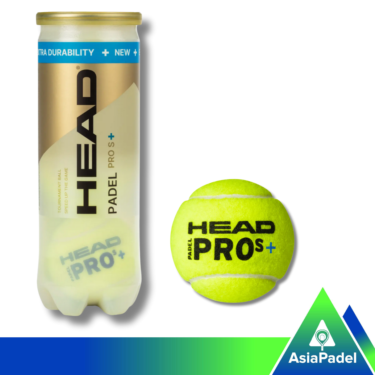 Head Pro S+ Padel Ball Single Can High Durability | Ball | Bola Head Pro S+ 1 Tub (isi 3 PCS)