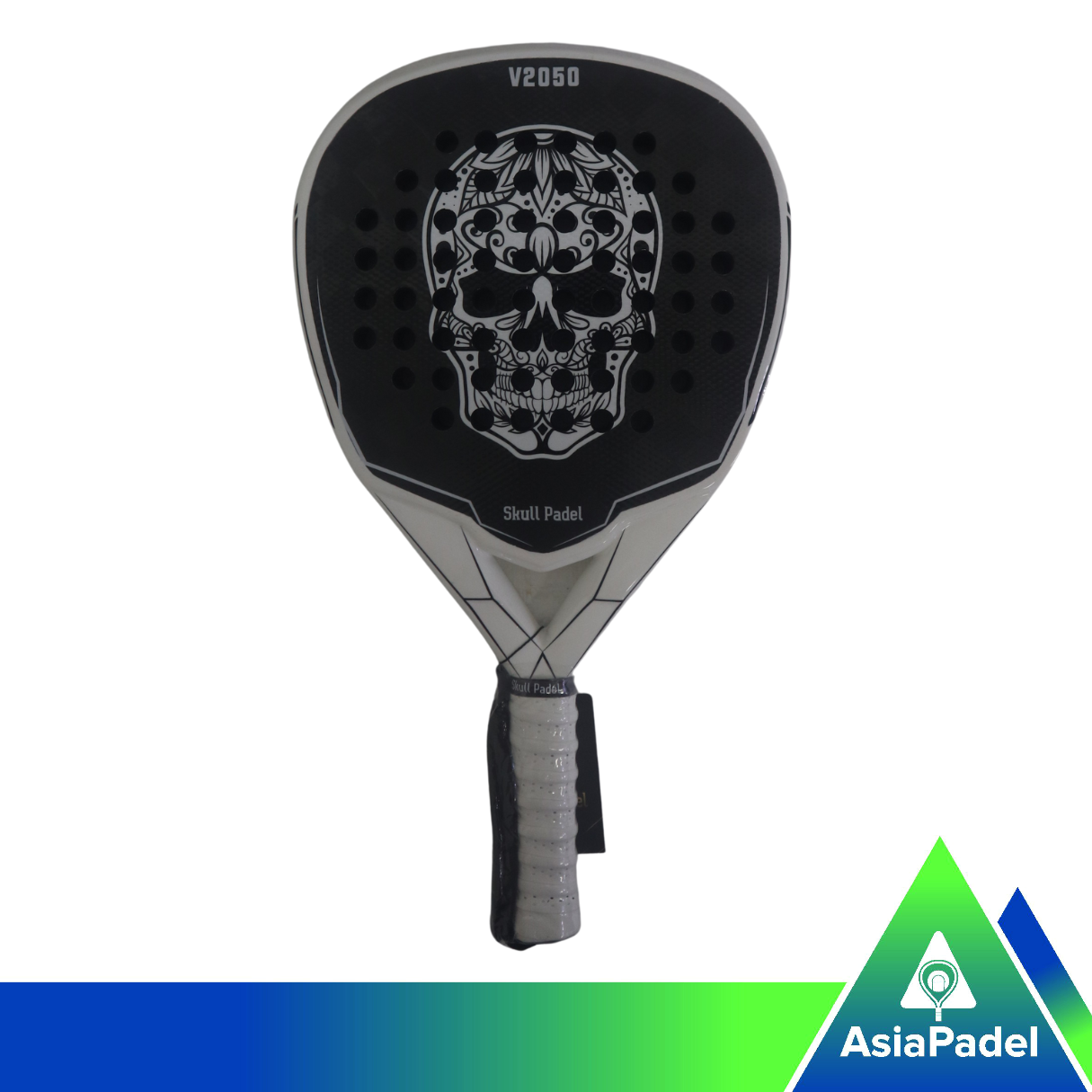 Skull Padel V2050 White Black Carbon 24K Padel Racket | Racket | Raket Padel Diamond