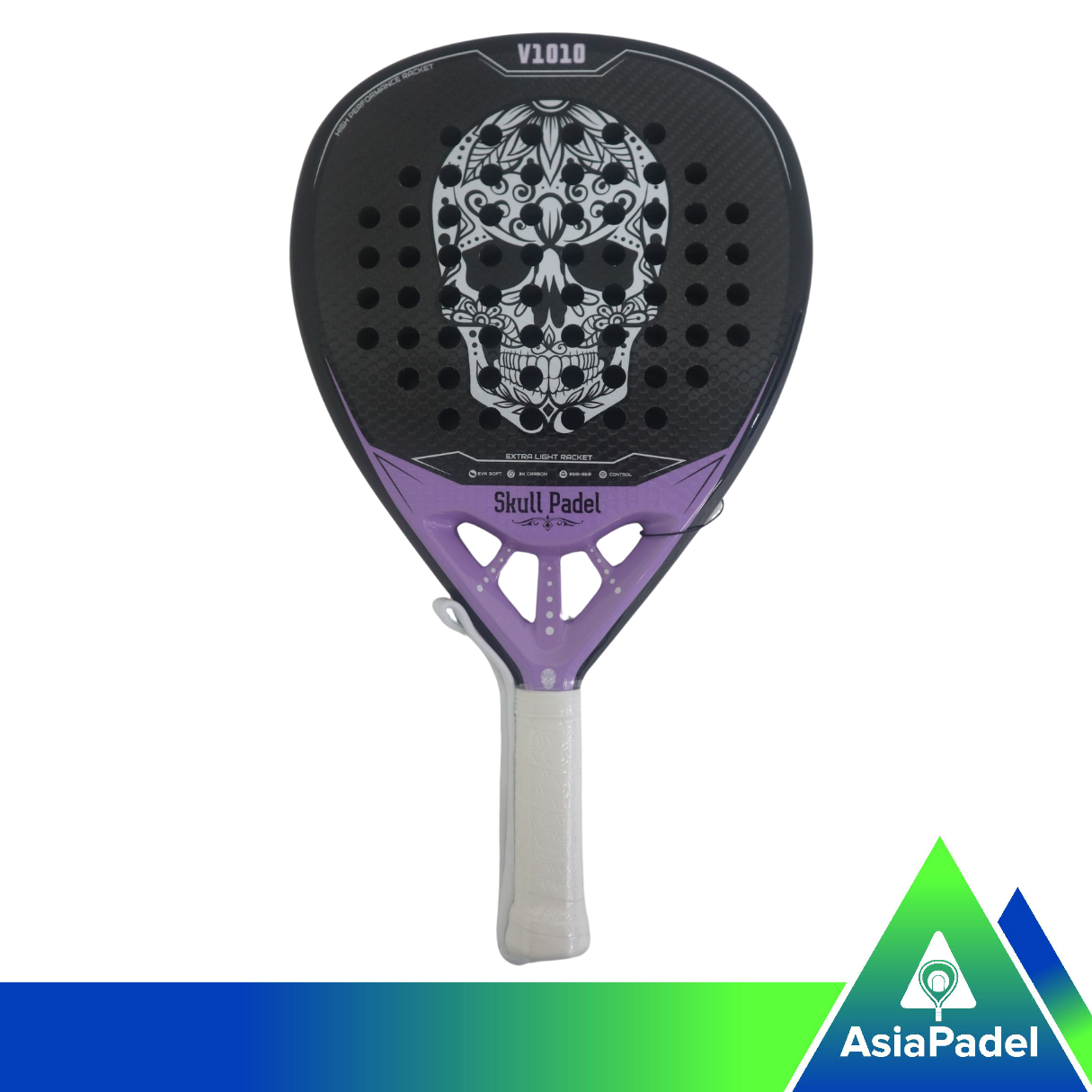 Skull Padel V1010 Light Purple 3K Carbon Padel Racket | Racket | Raket padel Diamond