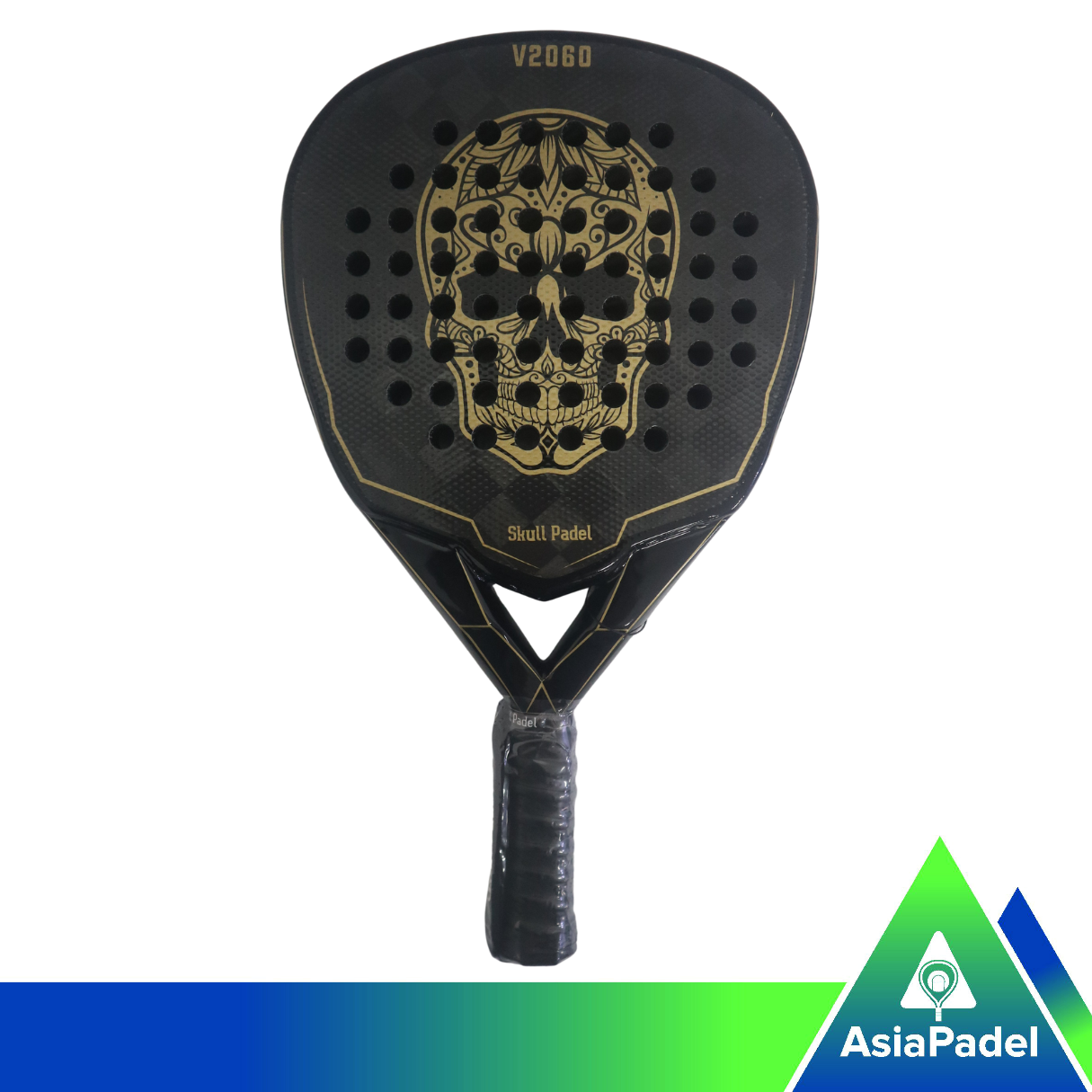 Skull Padel V2060 Black Gold 24K Carbon Padel Racket | Racket | Raket Padel Diamond