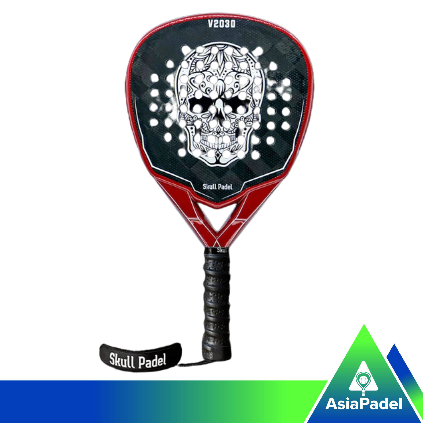 Skull Padel V2030 Black Red 15K Carbon Padel Racket | Racket | Raket Padel Diamond